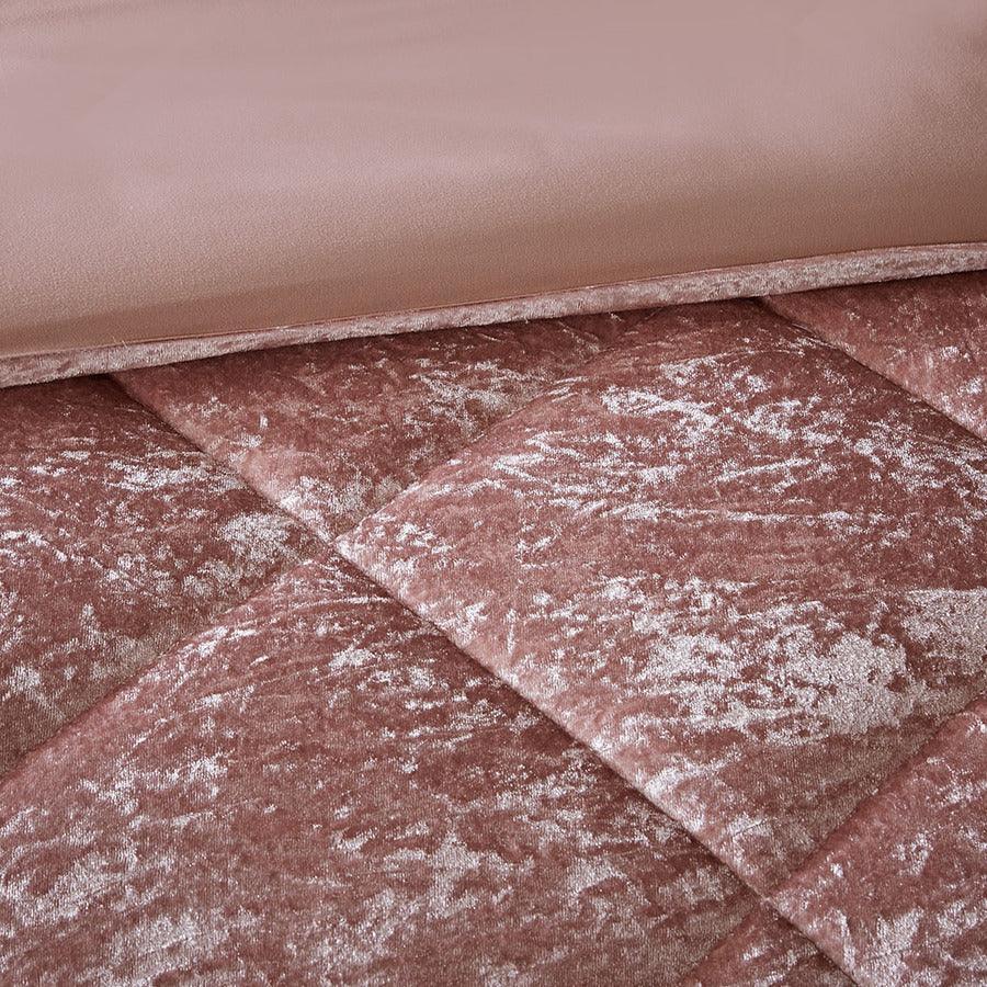 Olliix.com Duvet & Duvet Sets - Felicia Twin/Twin XL Velvet Duvet Cover Set Blush
