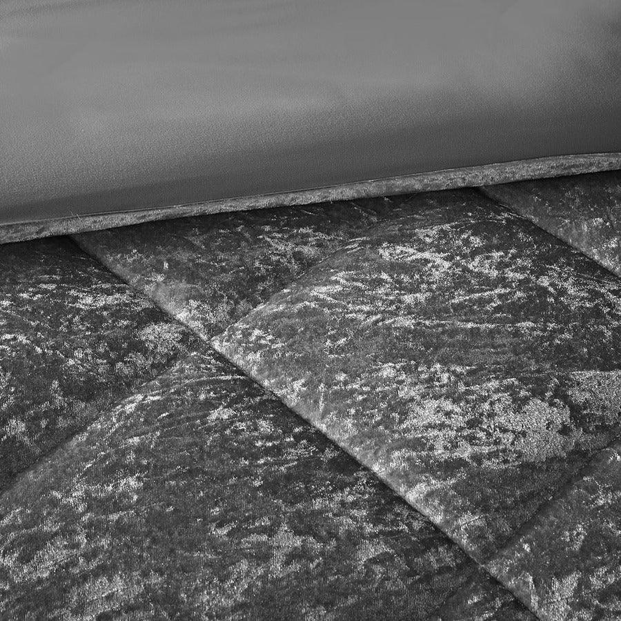 Olliix.com Duvet & Duvet Sets - Felicia Twin/Twin XL Velvet Duvet Cover Set Gray