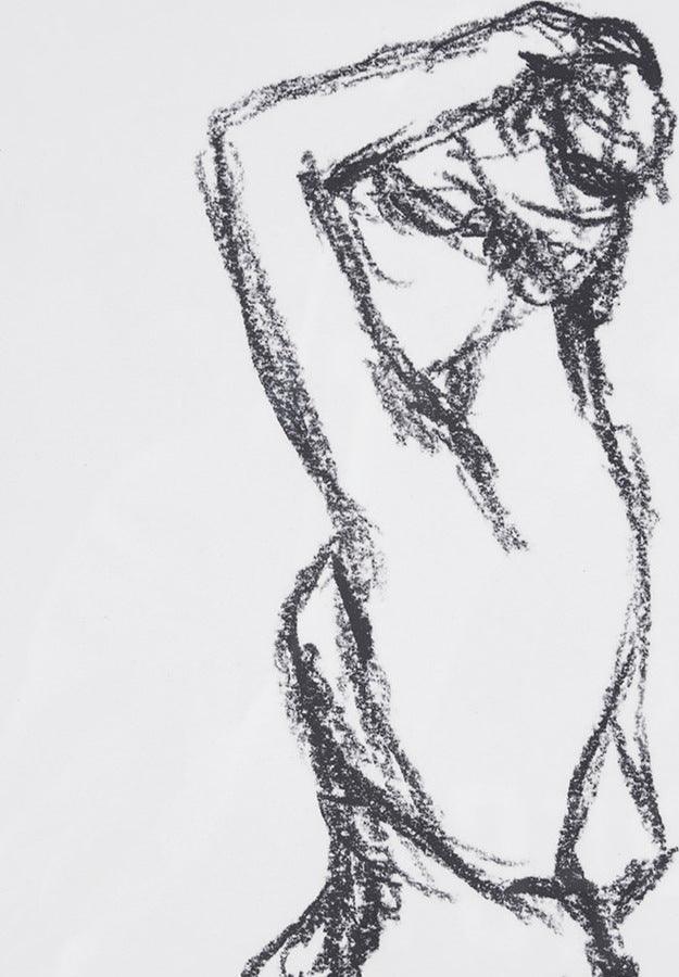 Olliix.com Wall Art - Feminine Modern Figures Deckle Edge Sketch 2 Piece Framed Wall Art Set 17x21x1.05"(2) Black & White