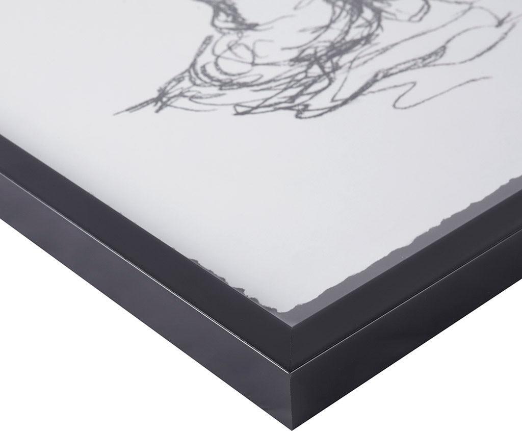 Olliix.com Wall Art - Feminine Modern Figures Deckle Edge Sketch 2 Piece Framed Wall Art Set 17x21x1.05"(2) Black & White