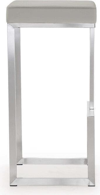 Tov Furniture Barstools - Ferrara Light Gray Stainless Steel Barstool (Set of 2)