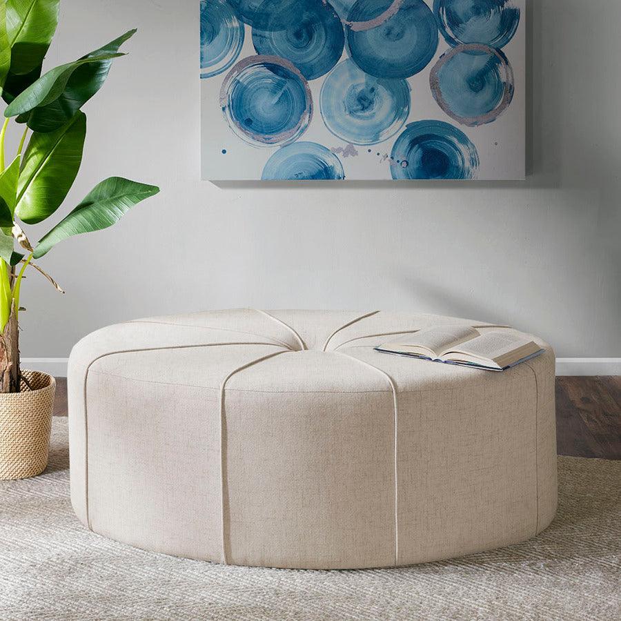 Olliix.com Ottomans & Stools - Ferris Traditional Oval Ottoman 48.5"W x 32.5"D x 18"H Cream