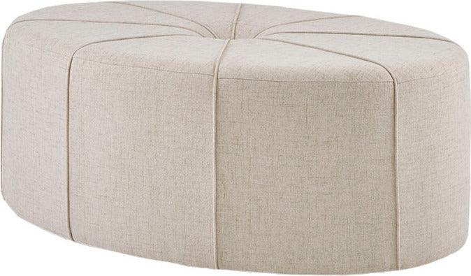 Olliix.com Ottomans & Stools - Ferris Traditional Oval Ottoman 48.5"W x 32.5"D x 18"H Cream
