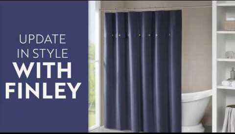 Olliix.com Shower Curtains - Finley 100% Cotton Waffle Weave Textured Shower Curtain White