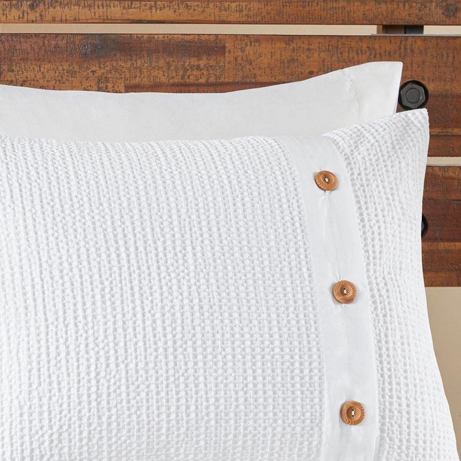 Olliix.com Comforters & Blankets - Finley Casual| 3 Piece Cotton Waffle Weave Comforter Set White Full/Queen