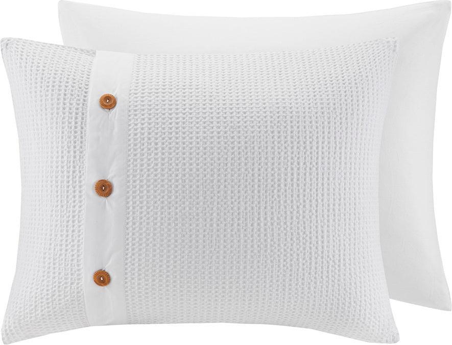 Olliix.com Comforters & Blankets - Finley Casual| 3 Piece Cotton Waffle Weave Comforter Set White Full/Queen