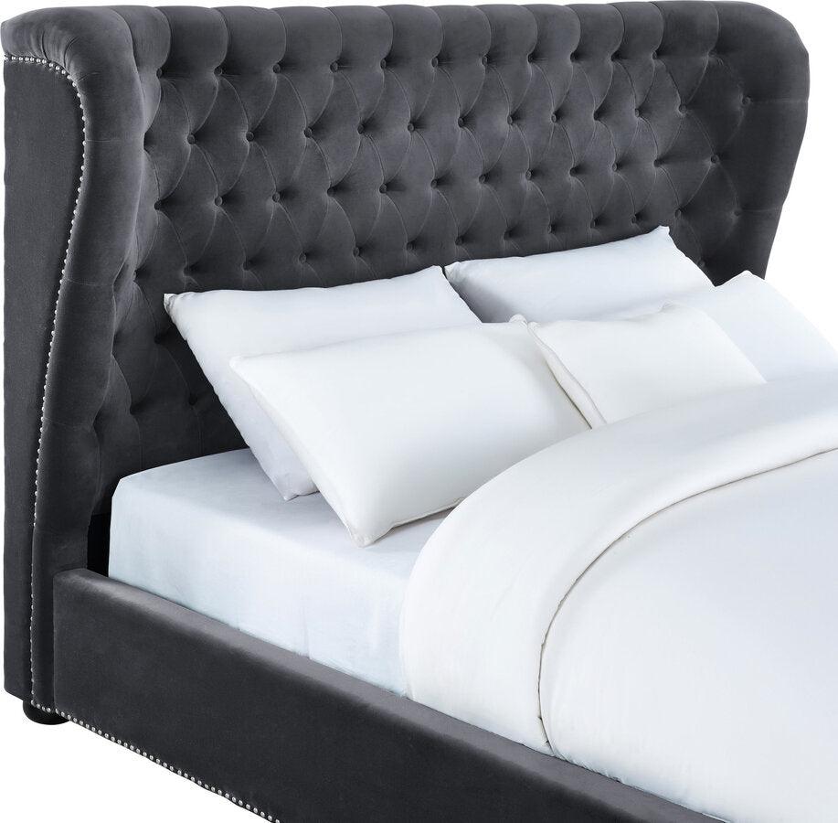 Tov Furniture Beds - Finley Grey Velvet Bed in King Size