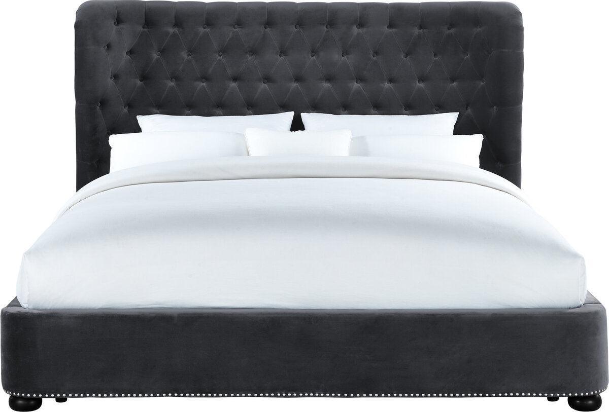 Tov Furniture Beds - Finley Grey Velvet Bed in Queen