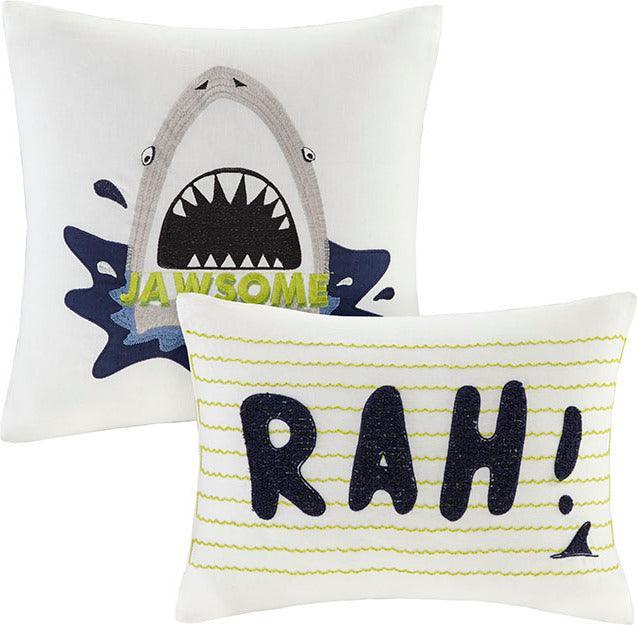 Olliix.com Comforters & Blankets - Finn Shark Cotton Comforter Set Green & Navy Twin