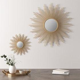 Olliix.com Mirrors - Fiore 14.5" Round Sunburst Wall Decor Mirror Gold