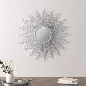 Olliix.com Mirrors - Fiore Round Sunburst Wall Decor Mirror Silver