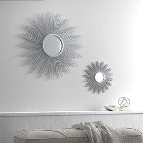 Olliix.com Mirrors - Fiore Round Sunburst Wall Decor Mirror Silver