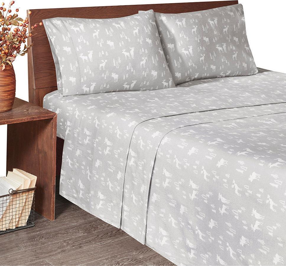 Olliix.com Sheets & Sheet Sets - Flannel California King Cotton Sheet Set Gray
