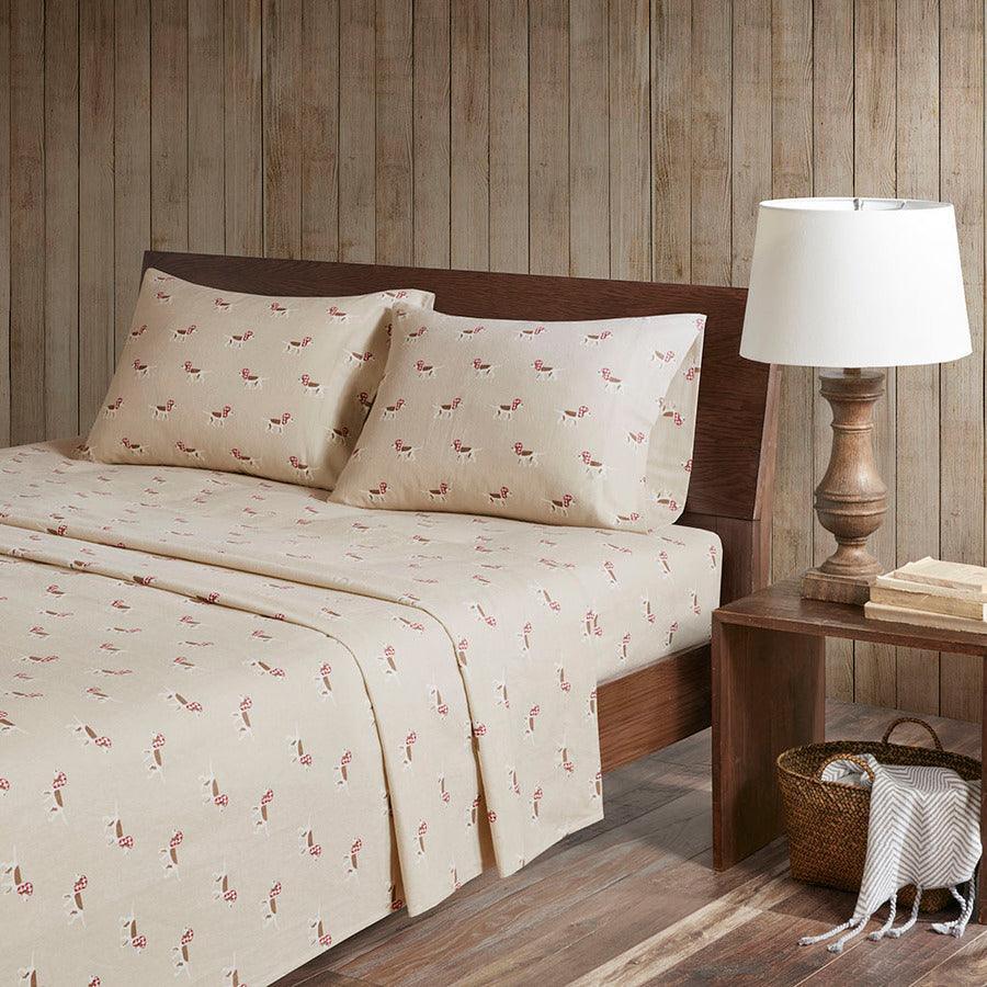Olliix.com Sheets & Sheet Sets - Flannel California King Cotton Sheet Set Tan
