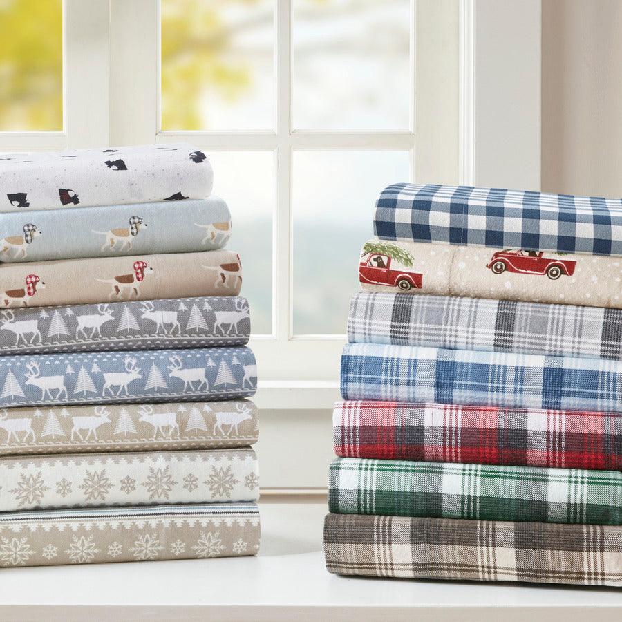 Olliix.com Sheets & Sheet Sets - Flannel California King Cotton Sheet Set Tan
