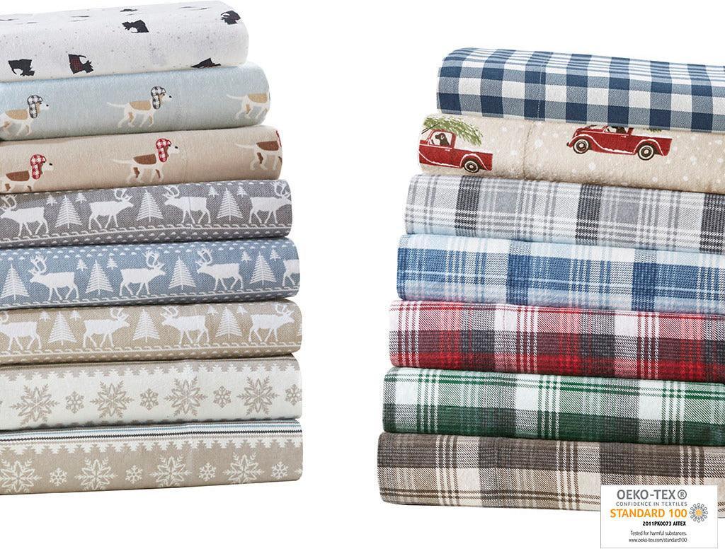 Olliix.com Sheets & Sheet Sets - Flannel California King Cotton Sheet Set Tan