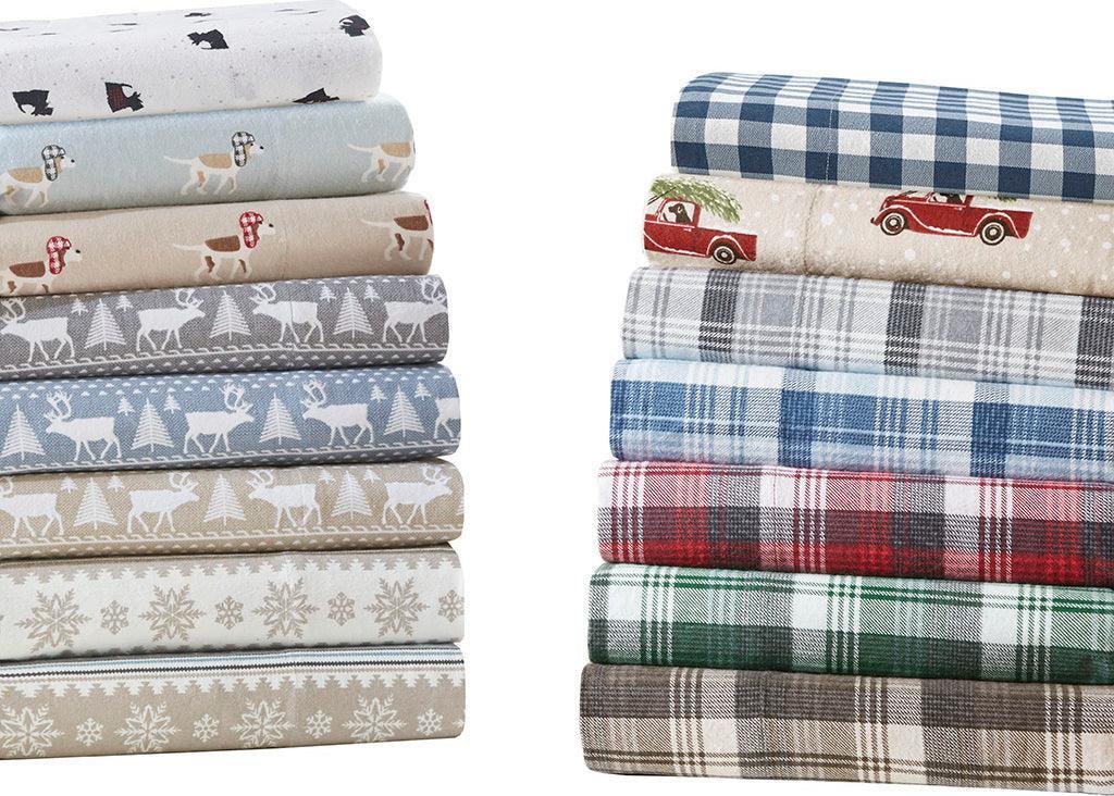 Olliix.com Sheets & Sheet Sets - Flannel Full Cotton Sheet Set Tan