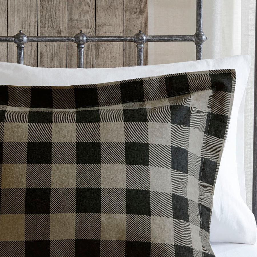 Olliix.com Duvet & Duvet Sets - Flannel Full/Queen Check Print Cotton Duvet Cover Set Black & Tan