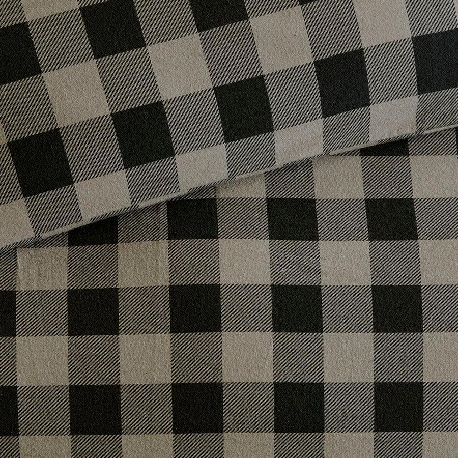 Olliix.com Duvet & Duvet Sets - Flannel Full/Queen Check Print Cotton Duvet Cover Set Black & Tan