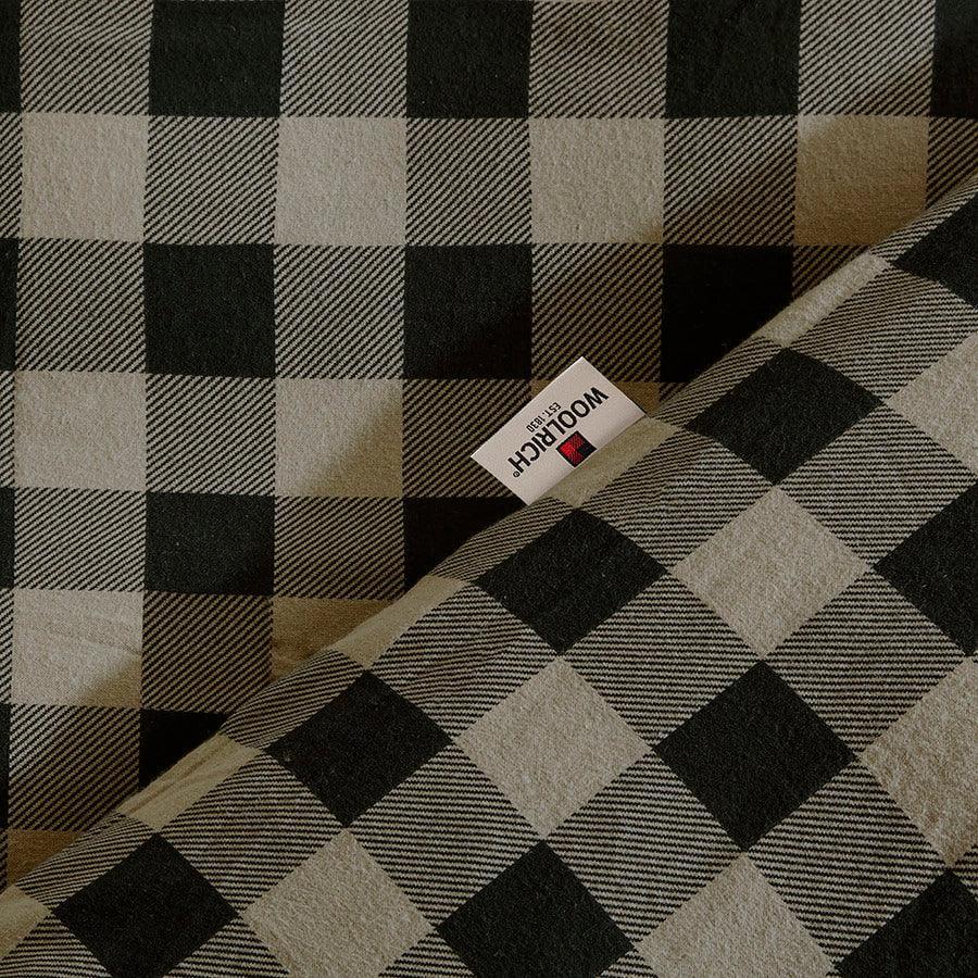 Olliix.com Duvet & Duvet Sets - Flannel Full/Queen Check Print Cotton Duvet Cover Set Black & Tan