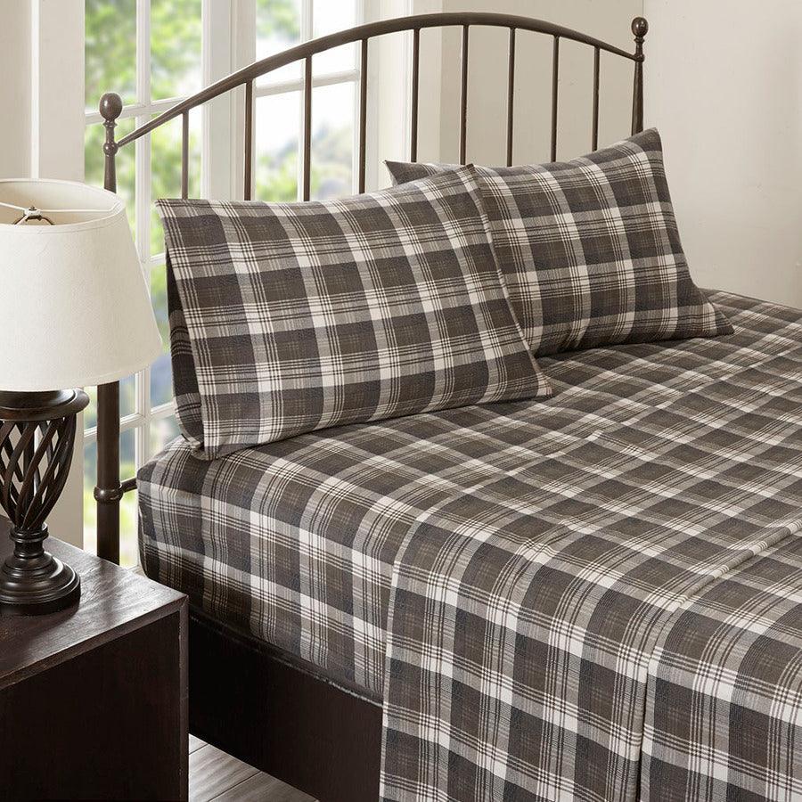 Olliix.com Sheets & Sheet Sets - Flannel King Cotton Sheet Set Brown