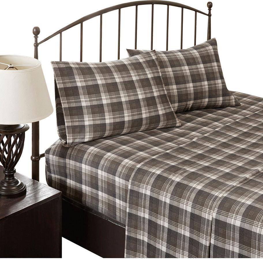 Olliix.com Sheets & Sheet Sets - Flannel King Cotton Sheet Set Brown