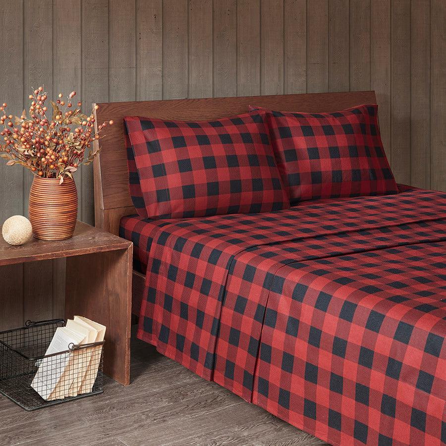 Olliix.com Sheets & Sheet Sets - Flannel King Cotton Sheet Set Red & Black