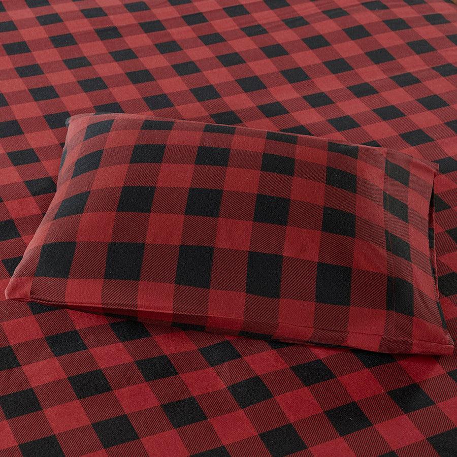 Olliix.com Sheets & Sheet Sets - Flannel King Cotton Sheet Set Red & Black