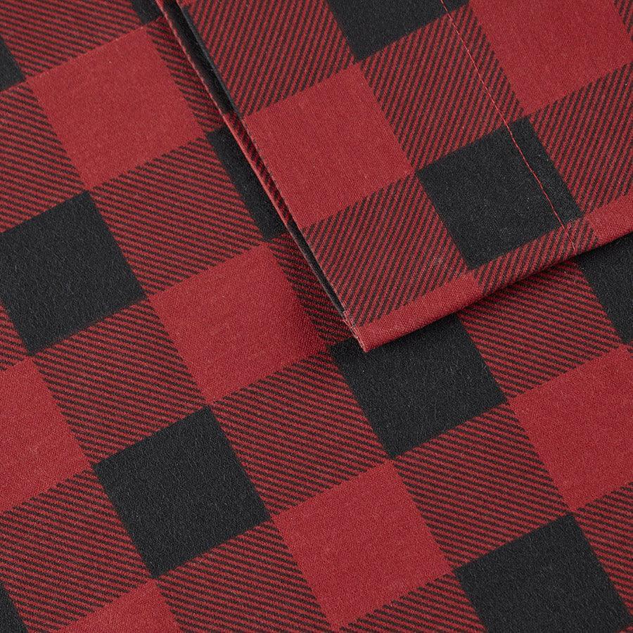 Olliix.com Sheets & Sheet Sets - Flannel King Cotton Sheet Set Red & Black