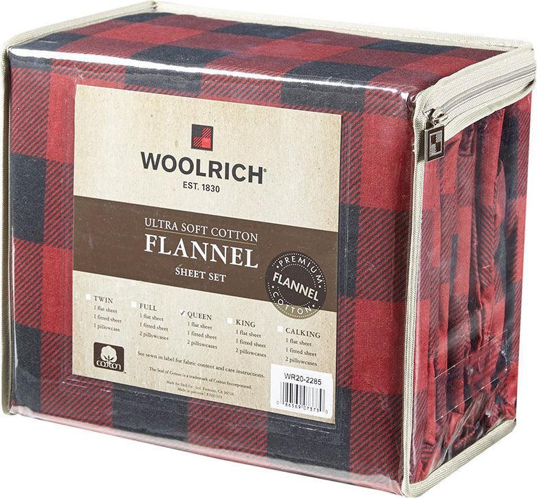 Olliix.com Sheets & Sheet Sets - Flannel King Cotton Sheet Set Red & Black