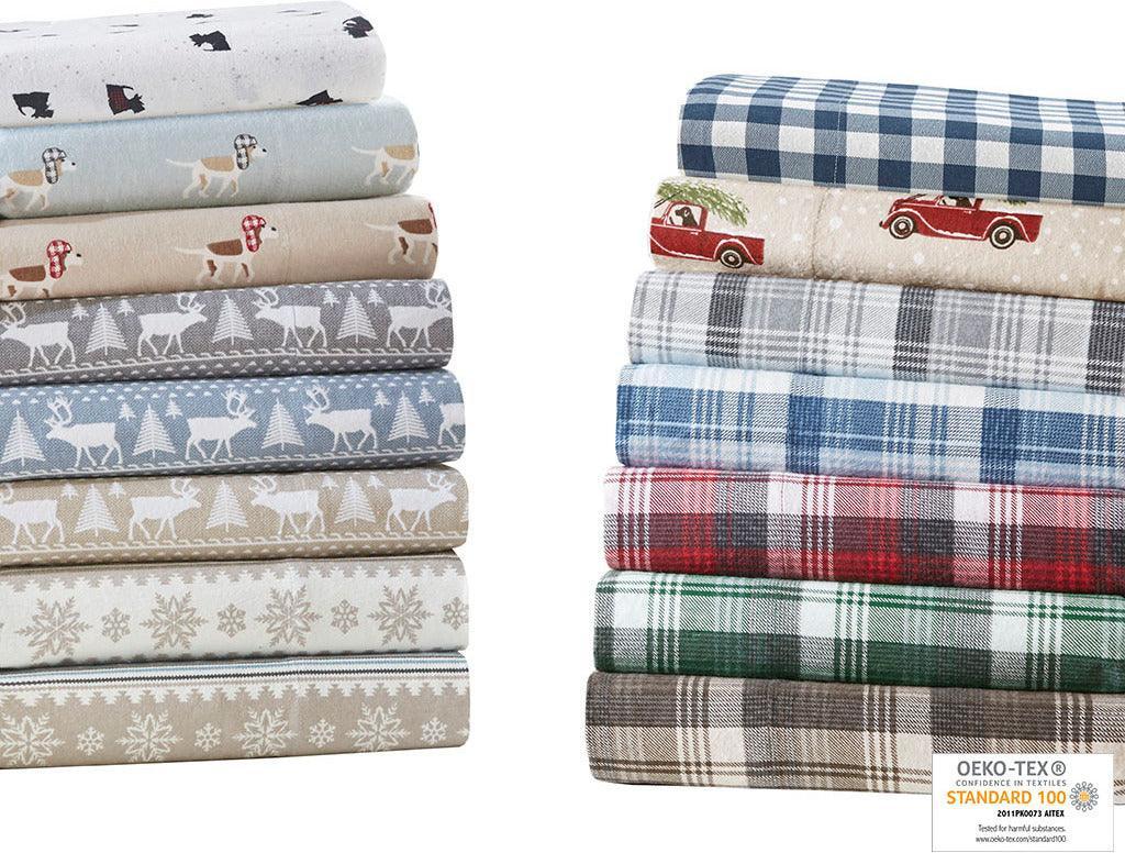 Olliix.com Sheets & Sheet Sets - Flannel King Cotton Sheet Set Tan