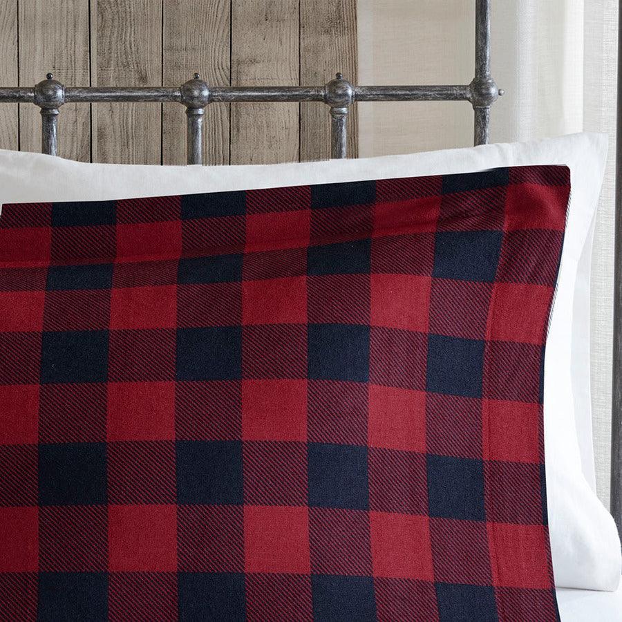 Olliix.com Duvet & Duvet Sets - Flannel King/California King Check Print Cotton Duvet Cover Set Black & Red