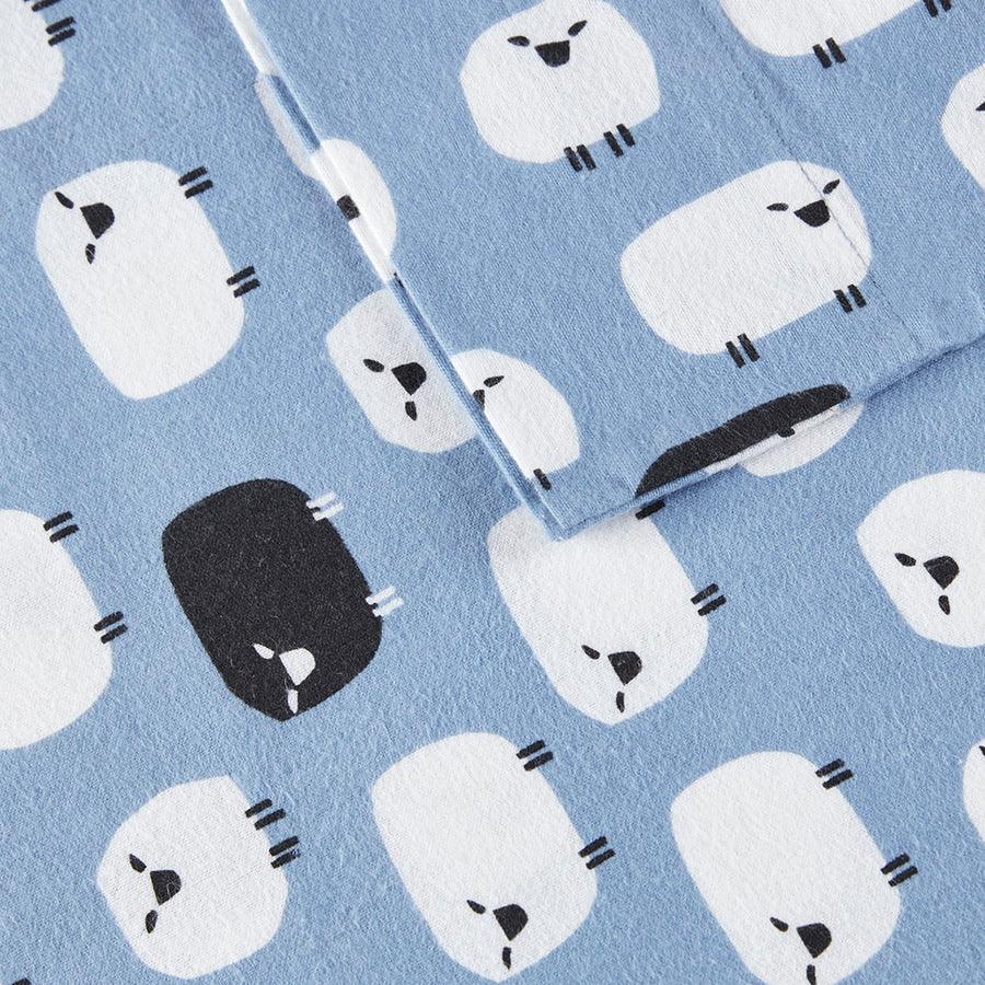 Olliix.com Sheets & Sheet Sets - Flannel Queen Casual Cotton Sheet Set Blue
