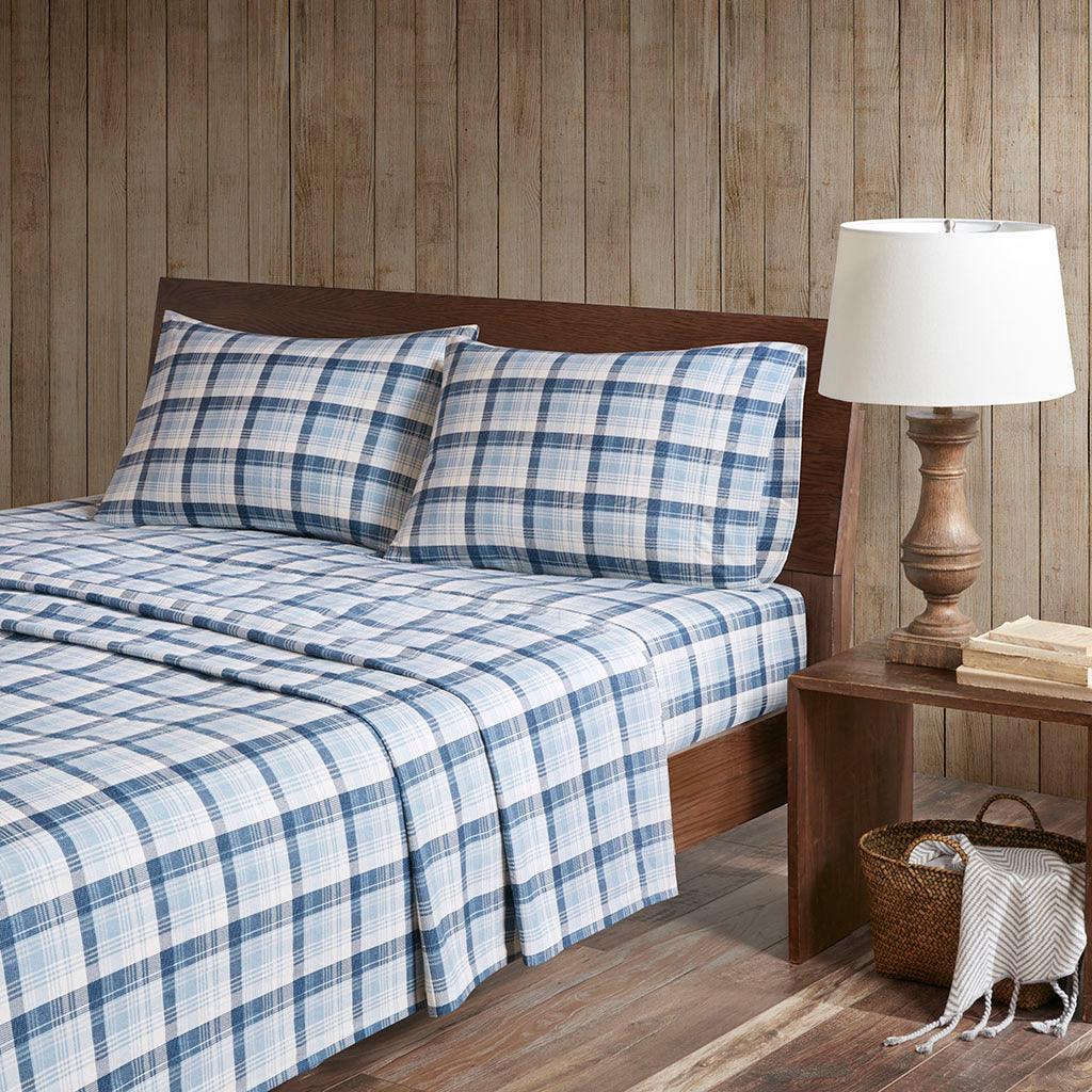 Olliix.com Sheets & Sheet Sets - Flannel Queen Sheet Set Blue
