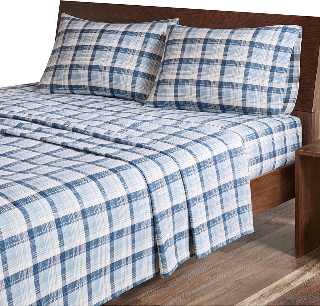 Olliix.com Sheets & Sheet Sets - Flannel Queen Sheet Set Blue