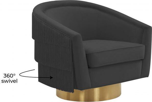 Tov Furniture Accent Chairs - Flapper Black Swivel Chair
