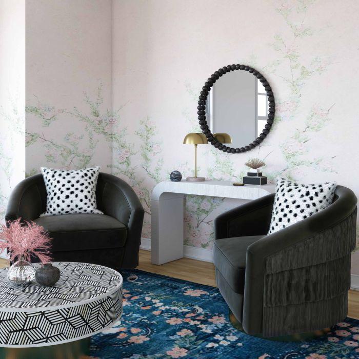 Tov Furniture Accent Chairs - Flapper Black Swivel Chair