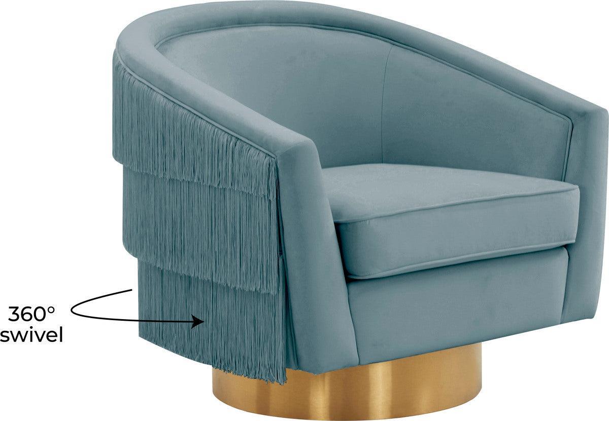 Tov Furniture Accent Chairs - Flapper Bluestone Swivel Chair