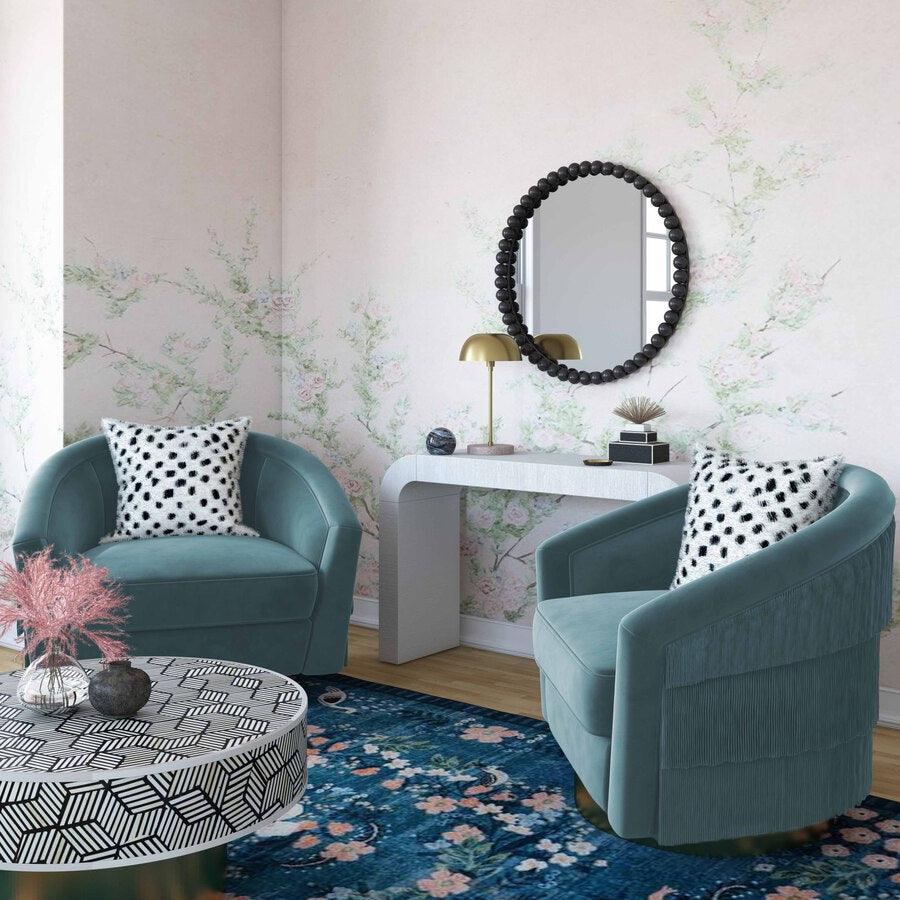 Tov Furniture Accent Chairs - Flapper Bluestone Swivel Chair