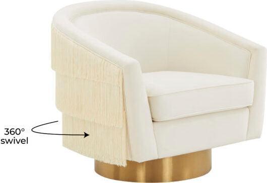 Tov Furniture Accent Chairs - Flapper Cream Swivel Chair