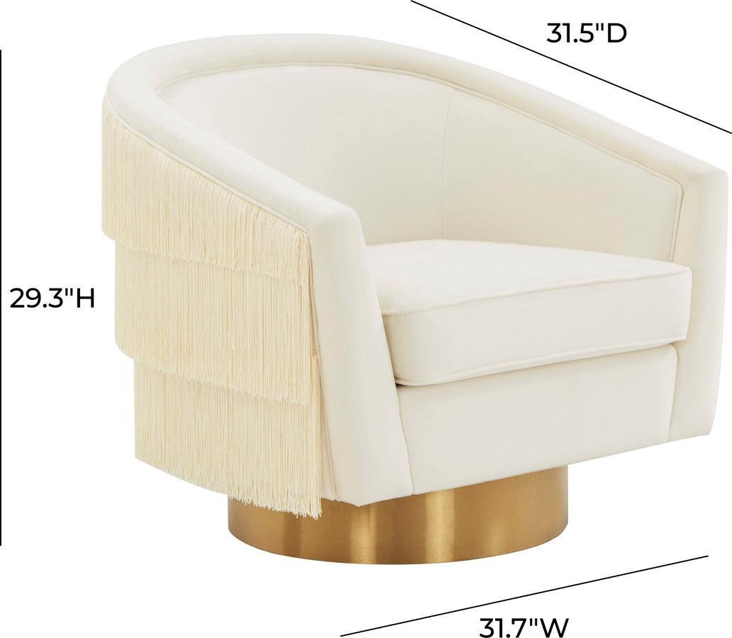 Tov Furniture Accent Chairs - Flapper Cream Swivel Chair