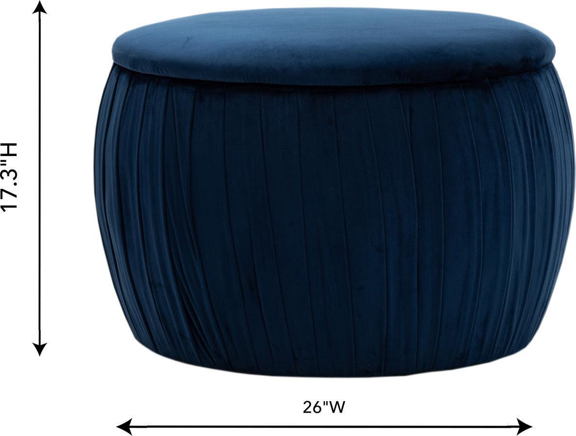 Tov Furniture Ottomans & Stools - Fleur Navy Velvet Storage Ottoman Navy