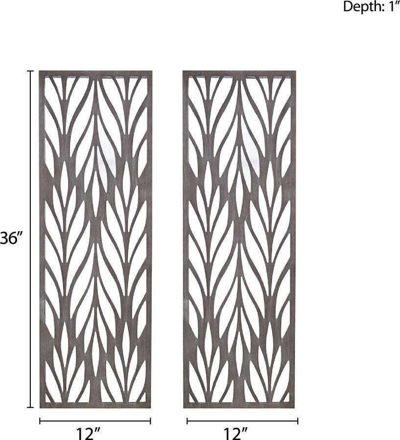 Olliix.com Wall Art - Florian Carved Wall Panel Decor 2 Piece Set Reclaimed Gray