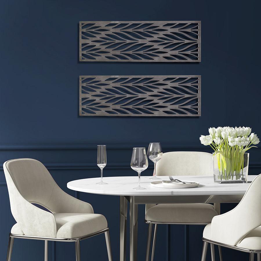 Olliix.com Wall Art - Florian Carved Wall Panel Decor 2 Piece Set Reclaimed Gray