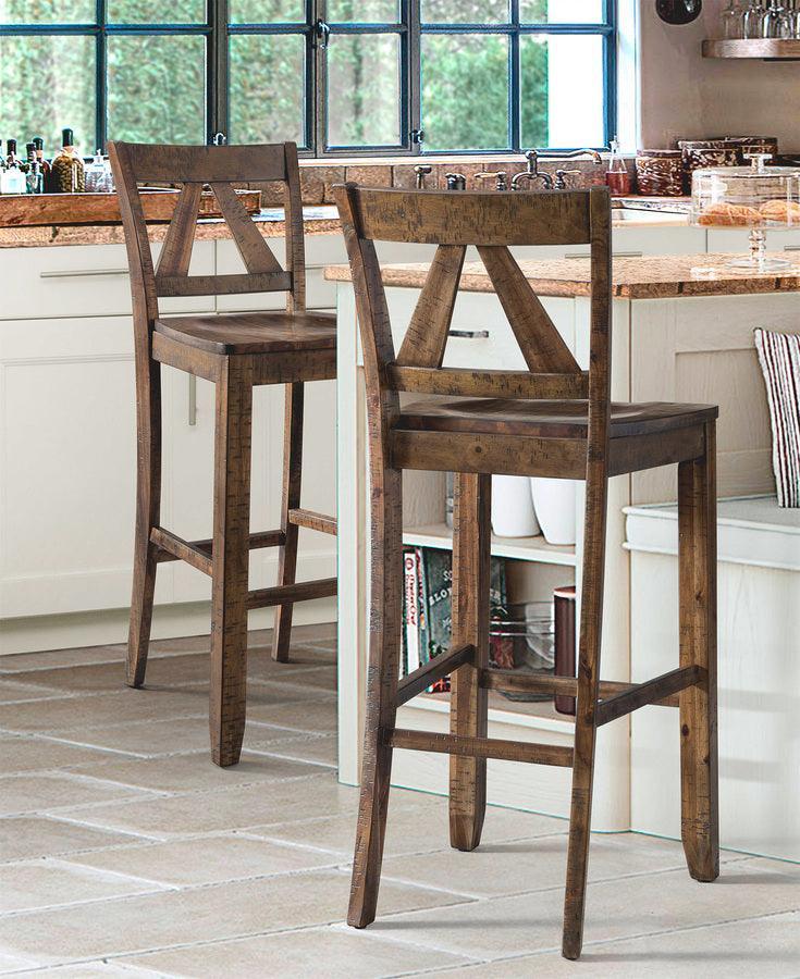 Elements Barstools - Flynn 30" Bar Stool Set of 2 Dark Walnut