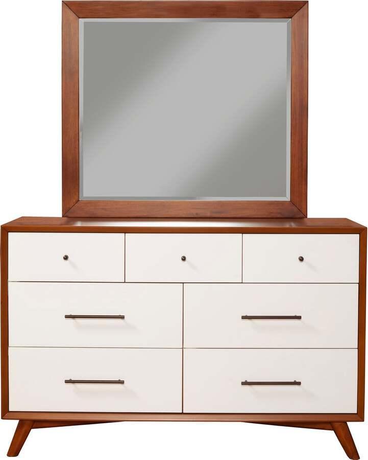 Alpine Furniture Dressers - Flynn 7 Drawer Two Tone Dresser, Acorn/White