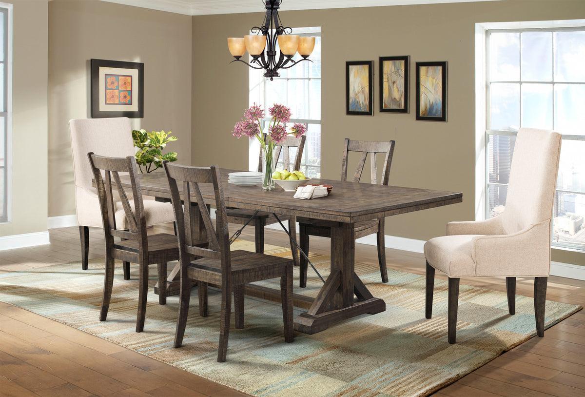 Elements Dining Sets - Flynn 7PC Dining Set-Table, 4 Wooden Side Chairs & 2 Parson Chairs