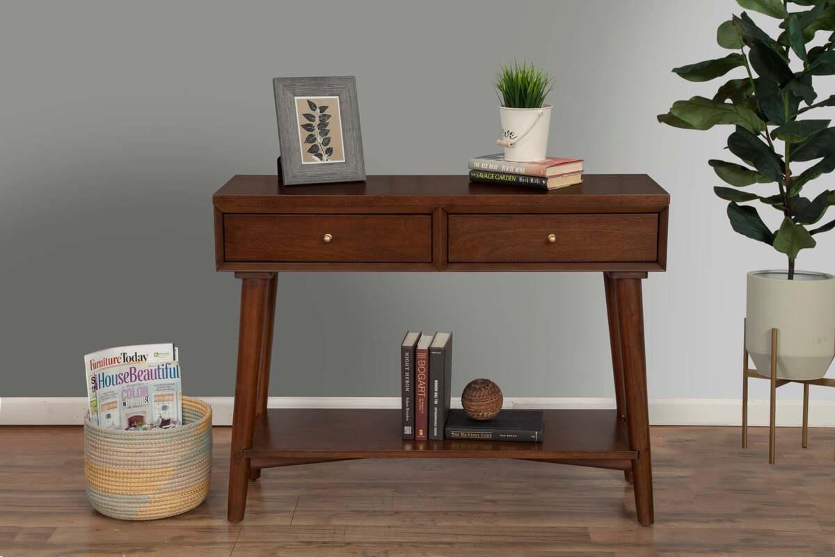 Alpine Furniture Consoles - Flynn Console Table Walnut
