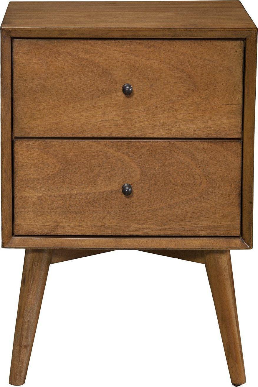 Alpine Furniture Nightstands & Side Tables - Flynn Mid Century Modern 2 Drawer Nightstand Acorn