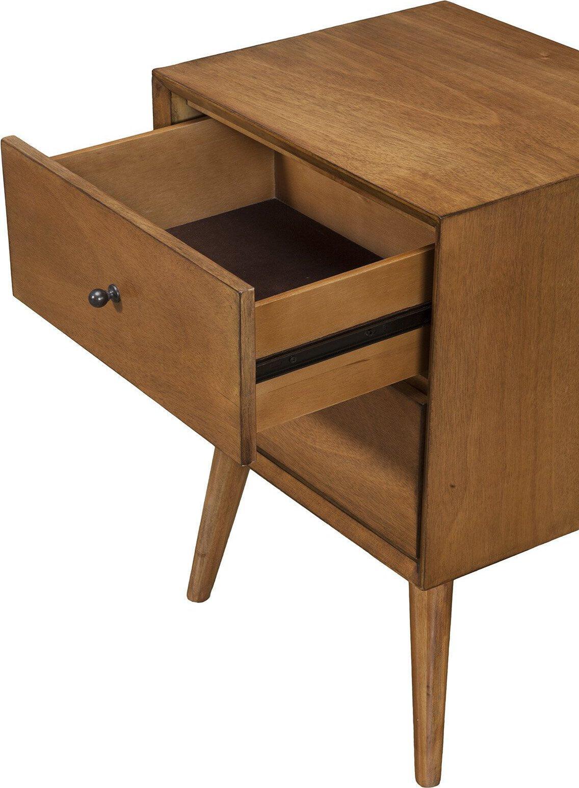 Alpine Furniture Nightstands & Side Tables - Flynn Mid Century Modern 2 Drawer Nightstand Acorn